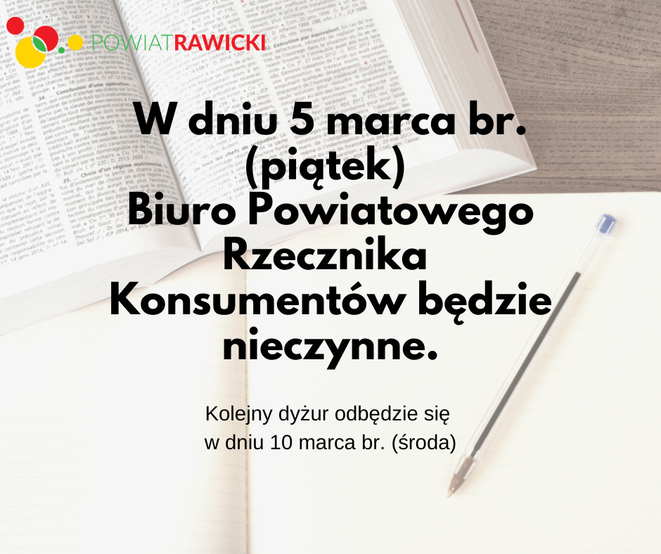 Odwołany dyżur Powiatowego Rzecznika Konsumentów - 5.03.2021 r.