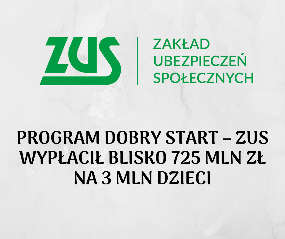 Program Dobry Start ? ZUS wypłacił blisko 725 mln zł na 3 mln dzieci