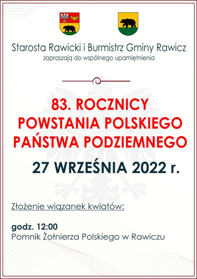 83. Rocznica powstania Polskiego Państwa Podziemnego